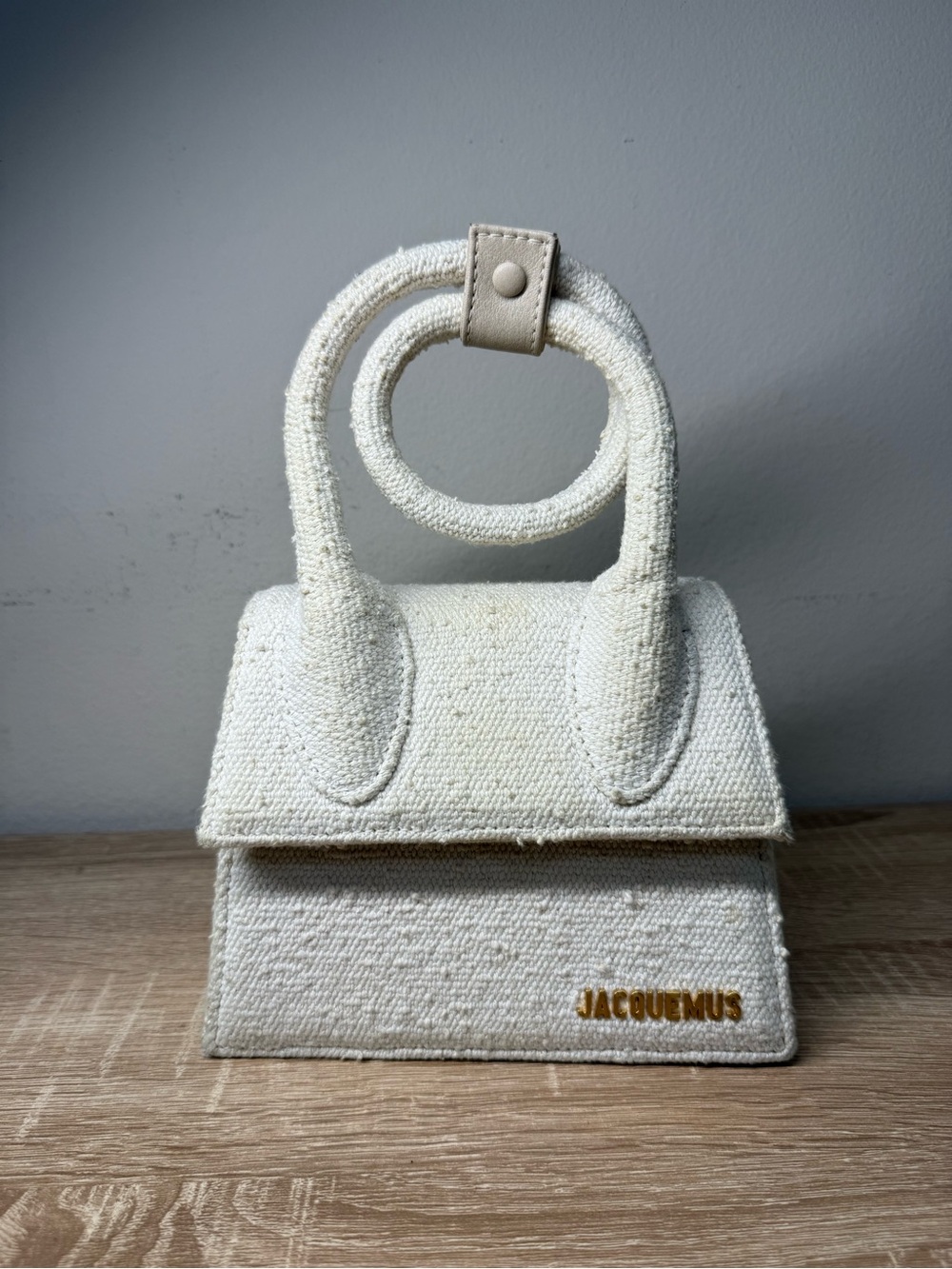 JACQUEMUS Le Chiquito Noeud Mini Bag in Off-White Canvas - Picture 2 of 7